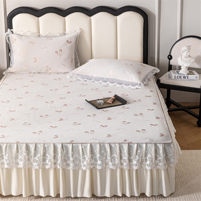 91家纺网 家纺一手货源 找家纺 手艺人家纺 2025新款雪尼尔床裙床笠 X01-米