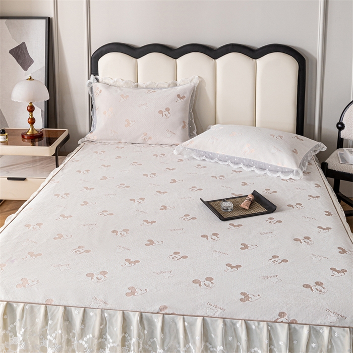 91家纺网 家纺一手货源 找家纺 手艺人家纺 2025新款雪尼尔床裙床笠 X01-米