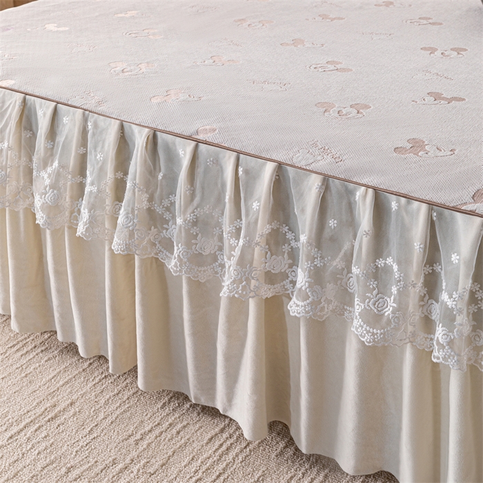 91家纺网 家纺一手货源 找家纺 手艺人家纺 2025新款雪尼尔床裙床笠 X01-米