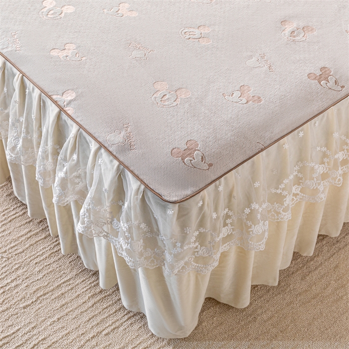 91家纺网 家纺一手货源 找家纺 手艺人家纺 2025新款雪尼尔床裙床笠 X01-米