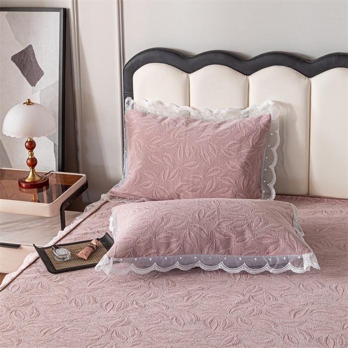 91家纺网 家纺一手货源 找家纺 手艺人家纺 2025新款雪尼尔床裙床笠 X06-粉