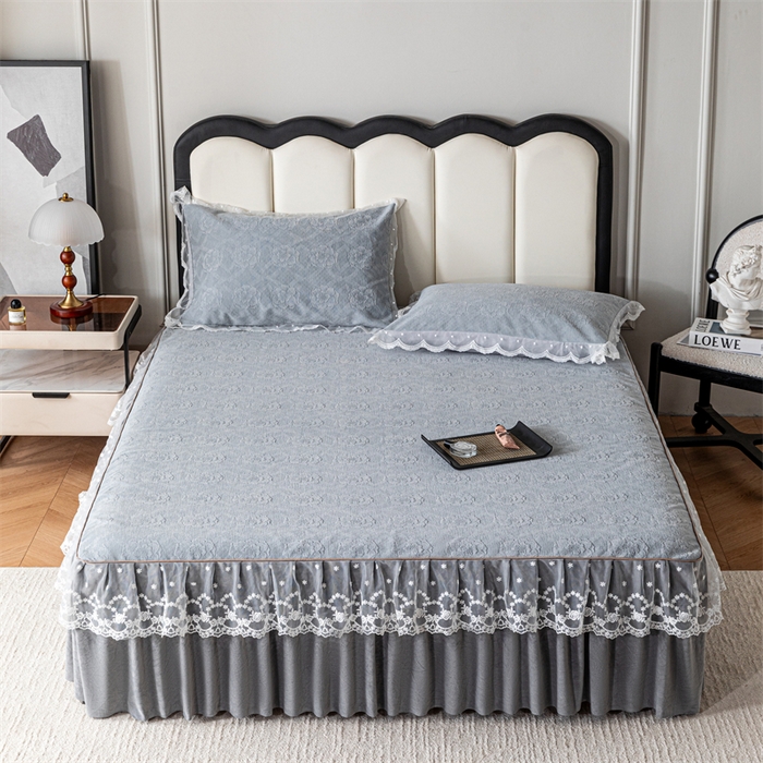 手艺人家纺 2025新款雪尼尔床裙床笠 X05-灰