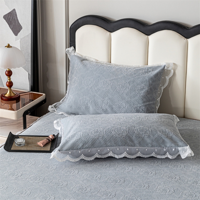 91家纺网 家纺一手货源 找家纺 手艺人家纺 2025新款雪尼尔床裙床笠 X05-灰