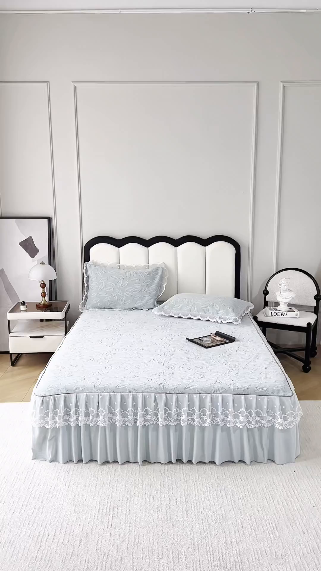 91家纺网 家纺一手货源 找家纺 手艺人家纺 2025新款雪尼尔床裙床笠 X06-绿