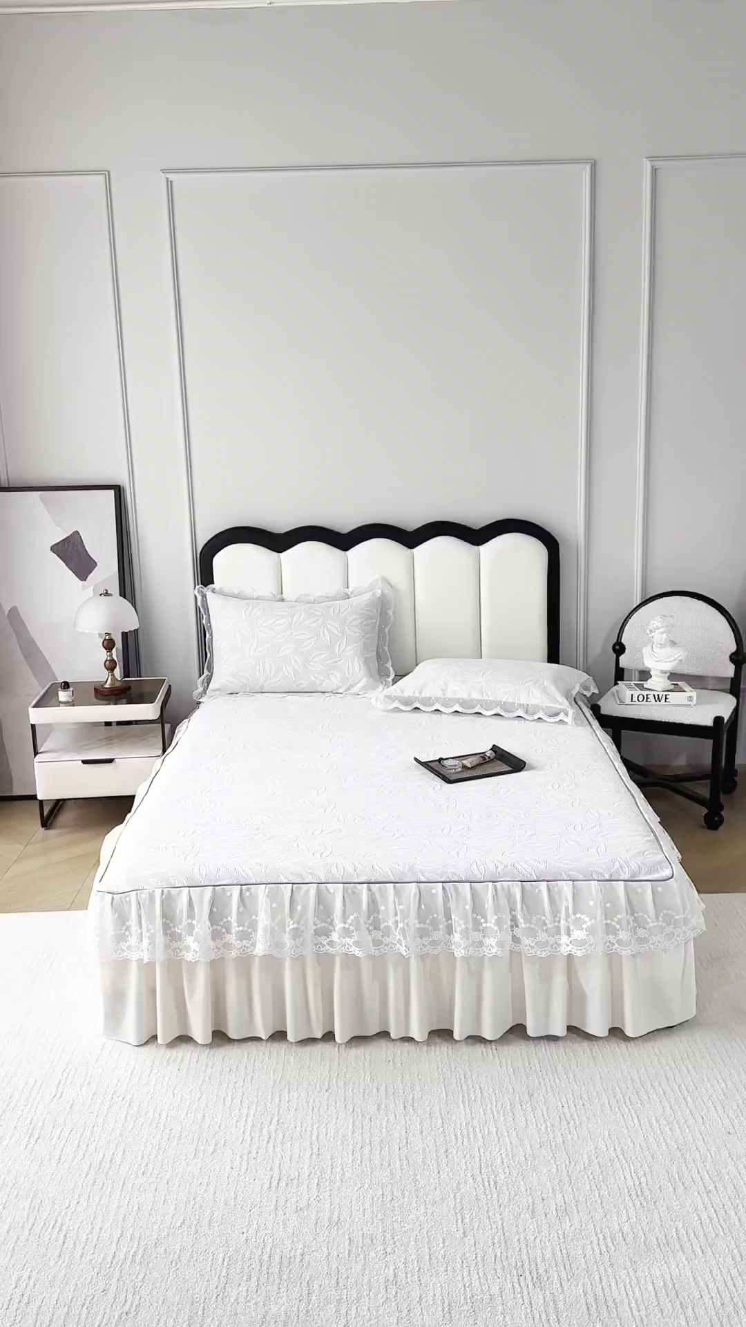 91家纺网 家纺一手货源 找家纺 手艺人家纺 2025新款雪尼尔床裙床笠 X06-米