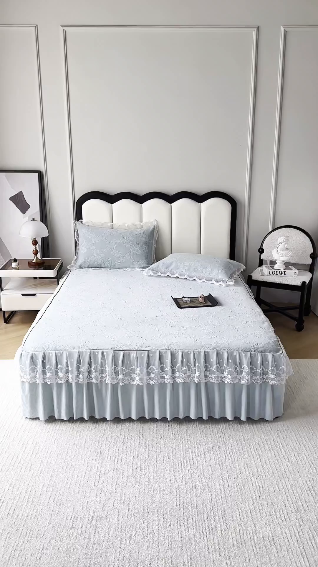 91家纺网 家纺一手货源 找家纺 手艺人家纺 2025新款雪尼尔床裙床笠 X02-绿