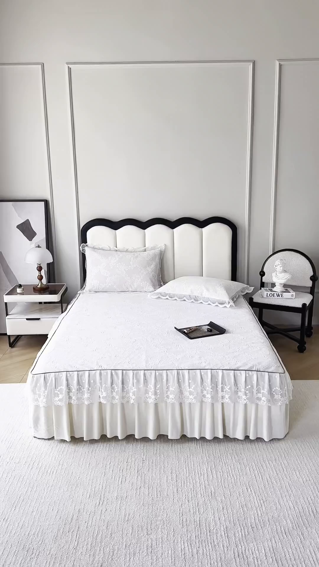 91家纺网 家纺一手货源 找家纺 手艺人家纺 2025新款雪尼尔床裙床笠 X02-米