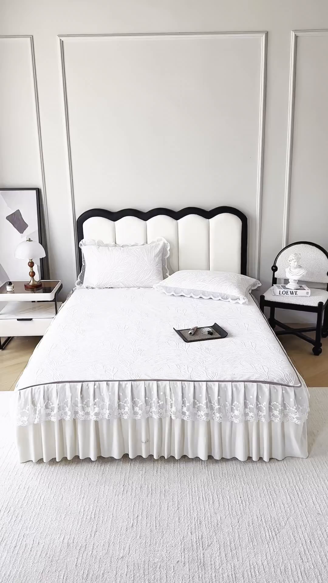 91家纺网 家纺一手货源 找家纺 手艺人家纺 2025新款雪尼尔床裙床笠 X03-米