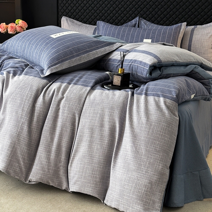 91家纺网 家纺一手货源 找家纺 棉生活家纺 2025新款铂金全棉纯棉磨毛四件套 初遇简约