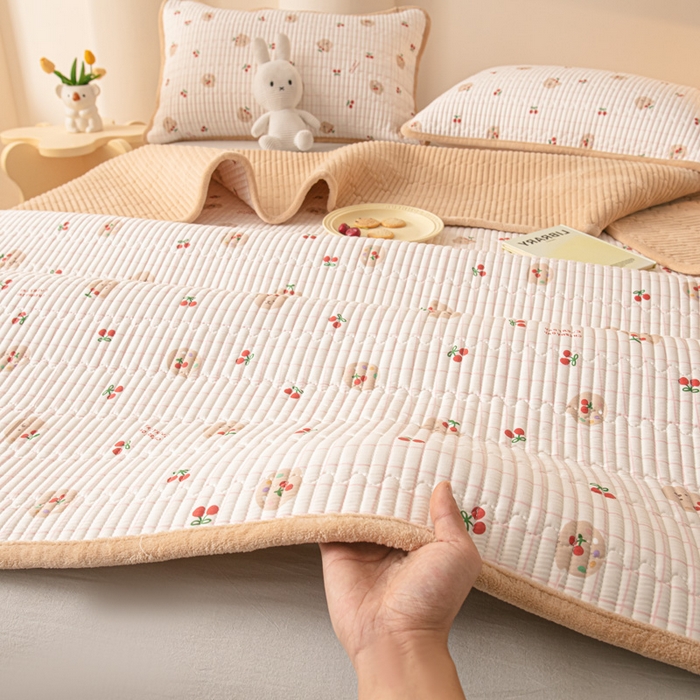 （总）恒尚居 2025新款A版全棉B版牛奶绒夹棉床褥垫A类四季可用学生床垫-秋冬款三件套系列三