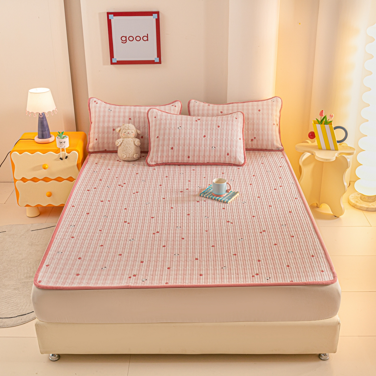 91家纺网 家纺一手货源 找家纺 （总）恒尚居 2025新款A版全棉B版牛奶绒夹棉床褥垫A类四季可用学生床垫-秋冬款三件套系列一