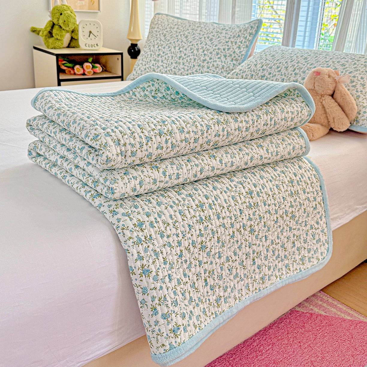 91家纺网 家纺一手货源 找家纺 （总）恒尚居 2025新款A版全棉B版牛奶绒夹棉床褥垫A类四季可用学生床垫-秋冬款三件套系列一