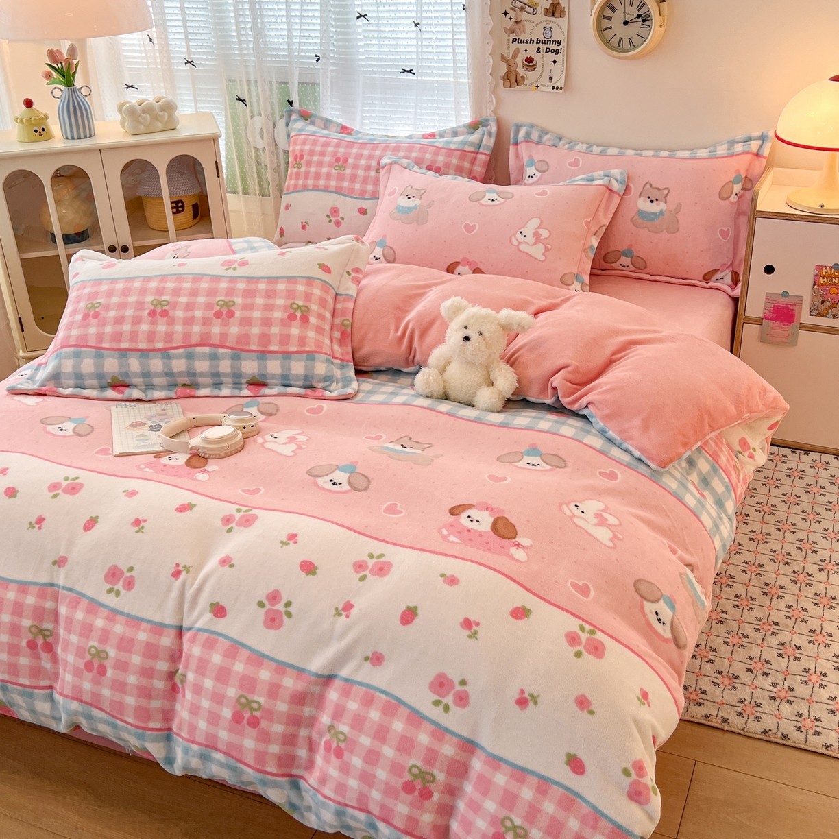 91家纺网 家纺一手货源 找家纺 （总）启发 2025新款高克重小清新牛奶绒印花四件套