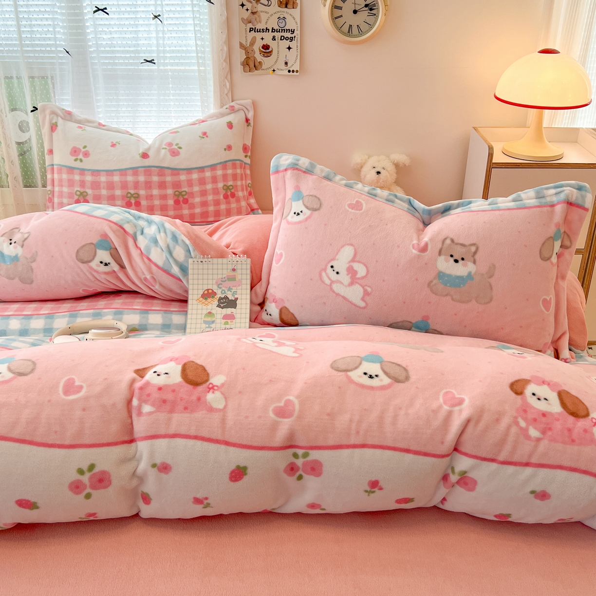 91家纺网 家纺一手货源 找家纺 （总）启发 2025新款高克重小清新牛奶绒印花四件套