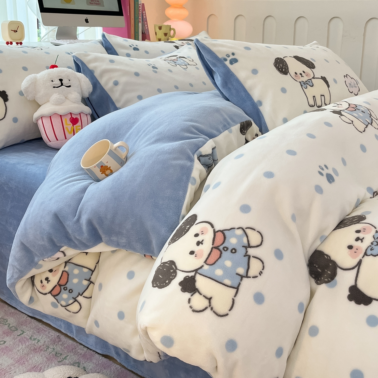 91家纺网 家纺一手货源 找家纺 （总）启发 2025新款高克重小清新牛奶绒印花四件套