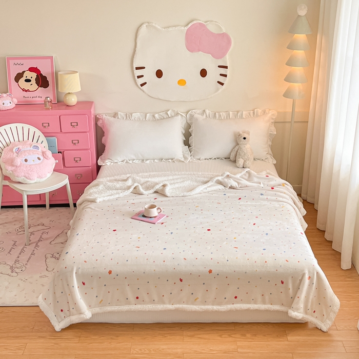 91家纺网 家纺一手货源 找家纺 川悦生活 2025新款牛奶绒羊羔绒毯子毛毯 毛毯彩虹心情