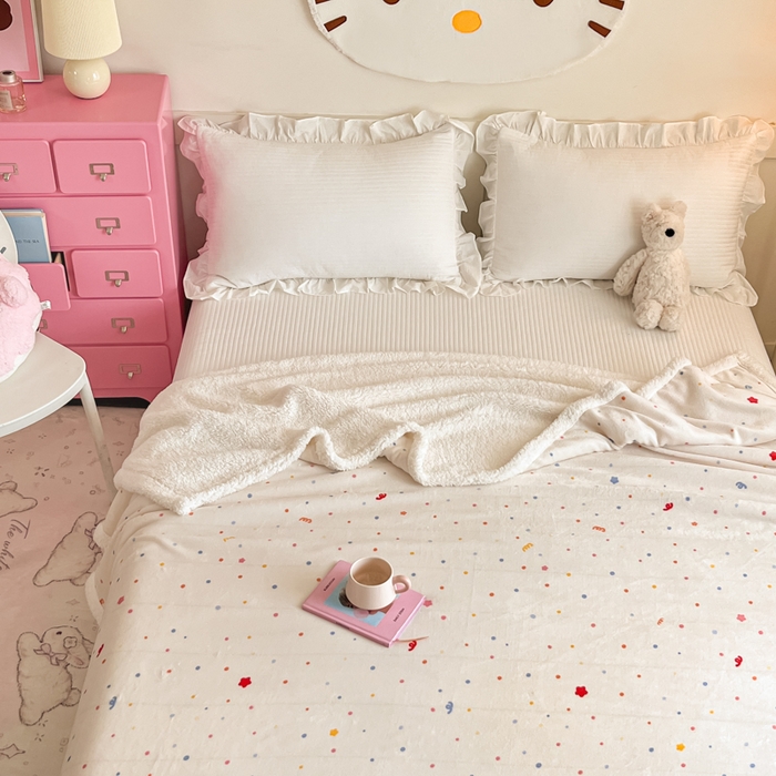 91家纺网 家纺一手货源 找家纺 川悦生活 2025新款牛奶绒羊羔绒毯子毛毯 毛毯彩虹心情