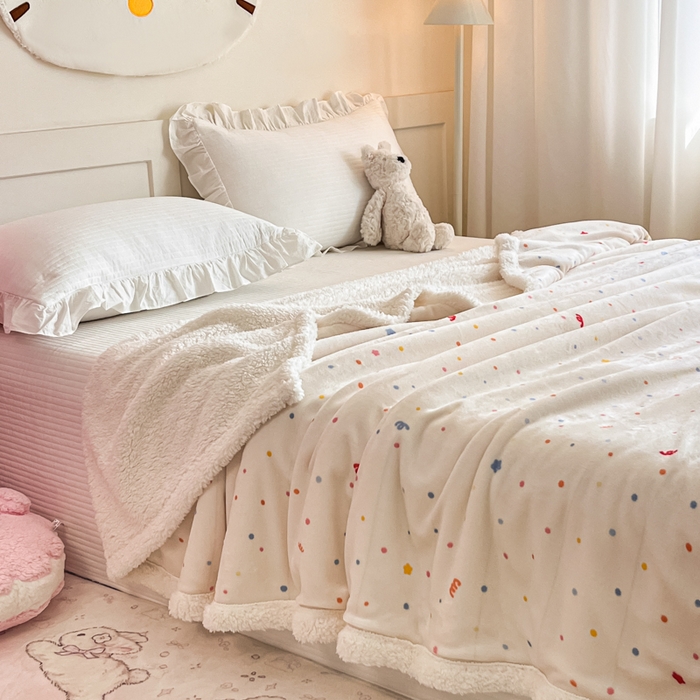 91家纺网 家纺一手货源 找家纺 川悦生活 2025新款牛奶绒羊羔绒毯子毛毯 毛毯彩虹心情