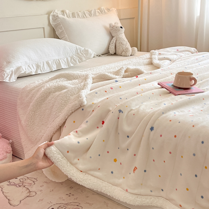 91家纺网 家纺一手货源 找家纺 川悦生活 2025新款牛奶绒羊羔绒毯子毛毯 毛毯彩虹心情