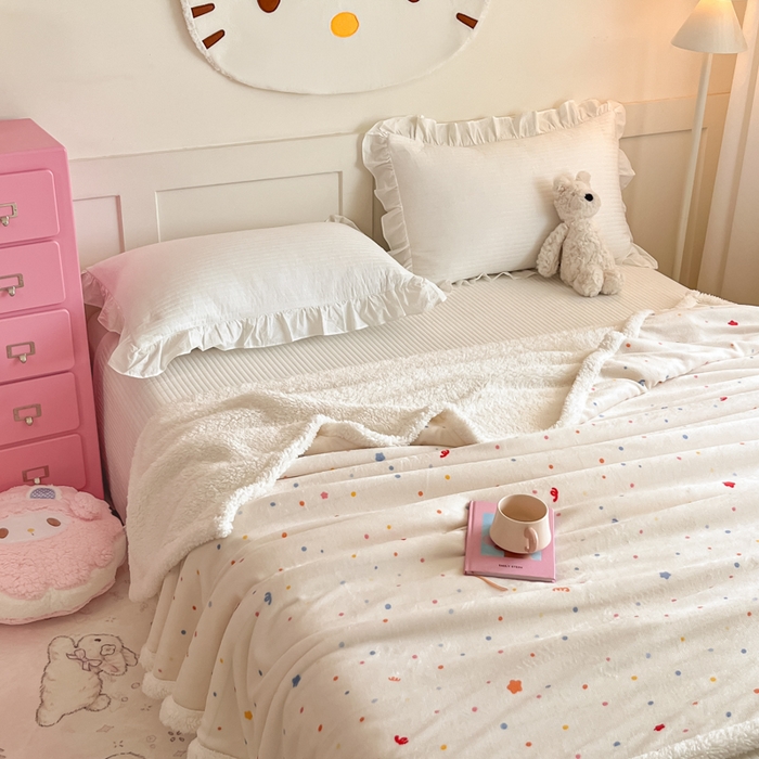 91家纺网 家纺一手货源 找家纺 川悦生活 2025新款牛奶绒羊羔绒毯子毛毯 毛毯彩虹心情