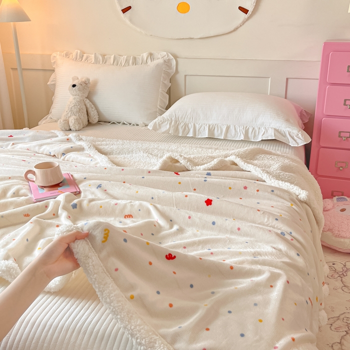 91家纺网 家纺一手货源 找家纺 川悦生活 2025新款牛奶绒羊羔绒毯子毛毯 毛毯彩虹心情