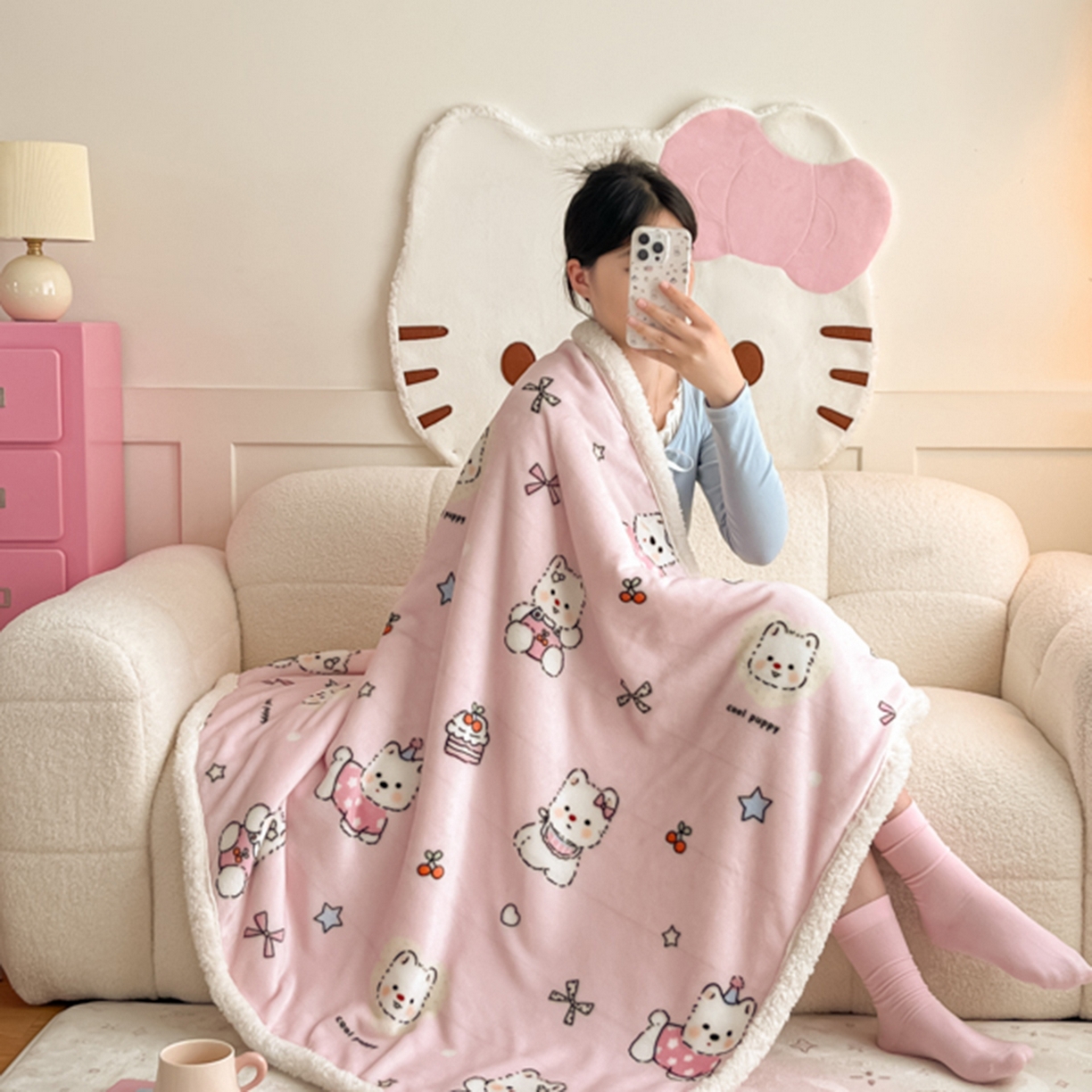 91家纺网 家纺一手货源 找家纺 川悦生活 2025新款牛奶绒羊羔绒毯子毛毯 毛毯茶派小狗