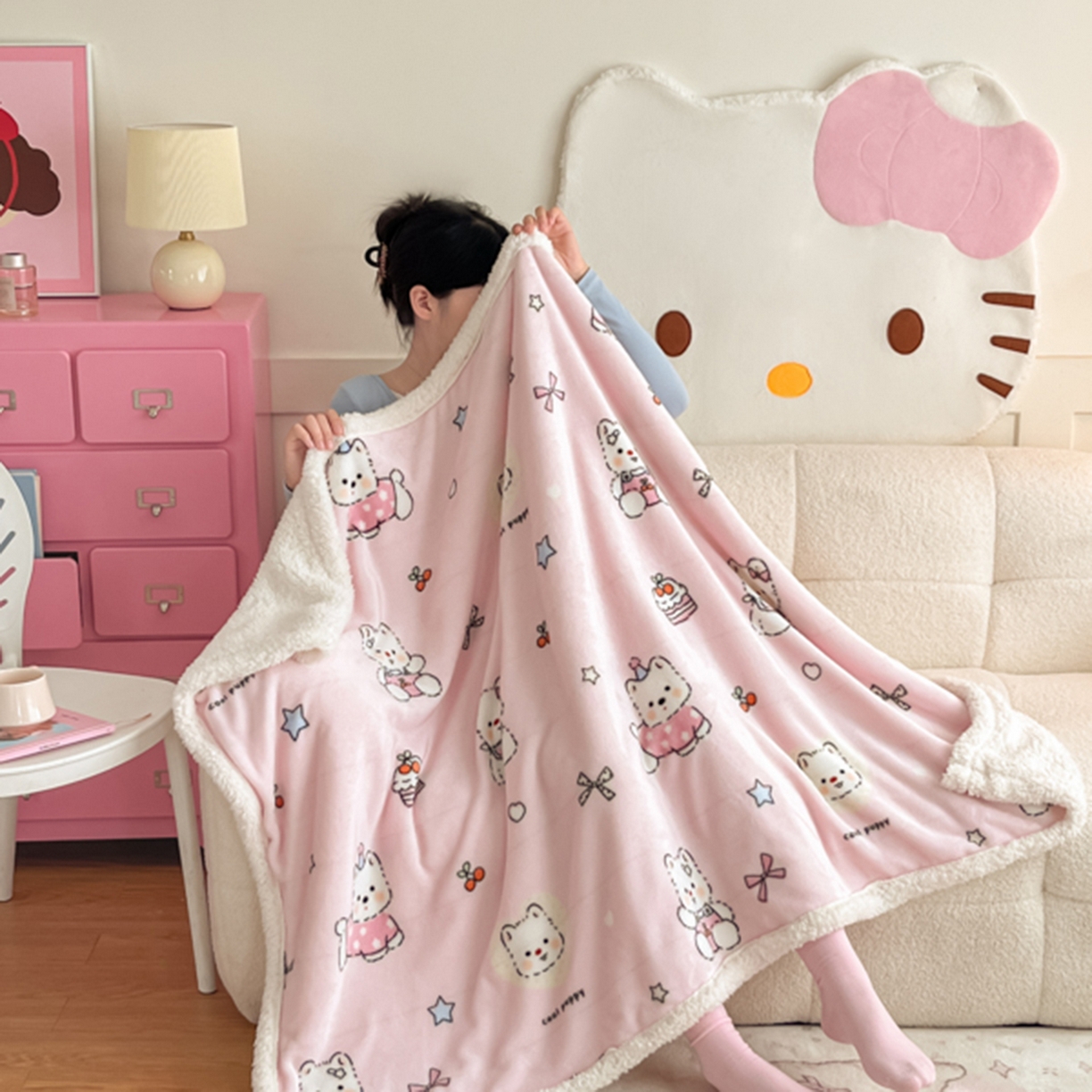 91家纺网 家纺一手货源 找家纺 川悦生活 2025新款牛奶绒羊羔绒毯子毛毯 毛毯茶派小狗