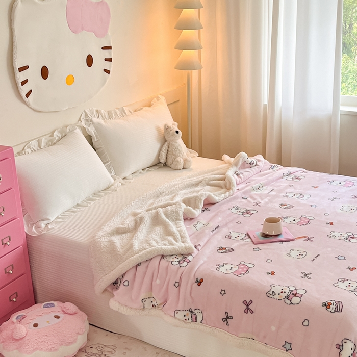 91家纺网 家纺一手货源 找家纺 川悦生活 2025新款牛奶绒羊羔绒毯子毛毯 毛毯茶派小狗