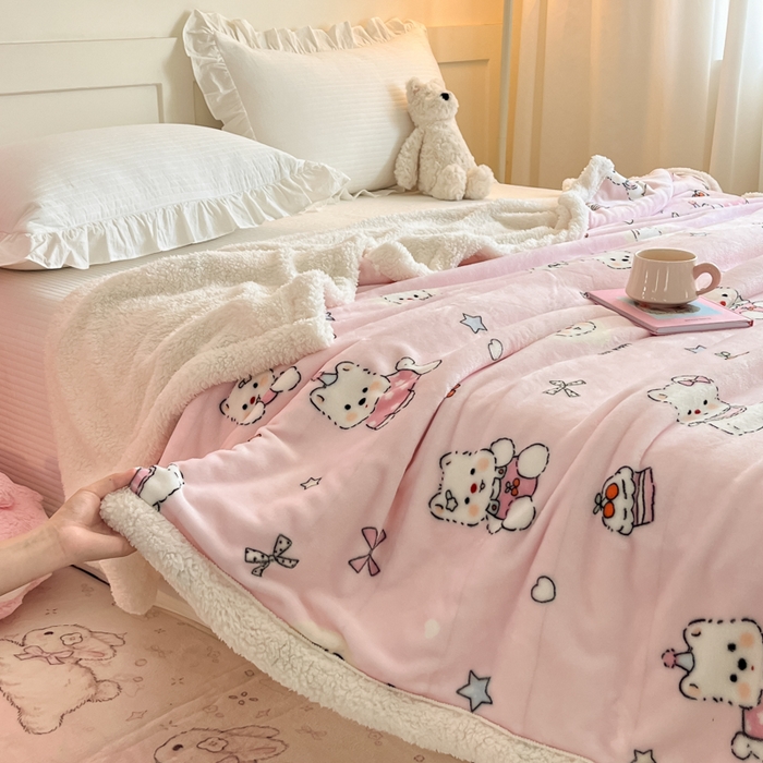 91家纺网 家纺一手货源 找家纺 川悦生活 2025新款牛奶绒羊羔绒毯子毛毯 毛毯茶派小狗