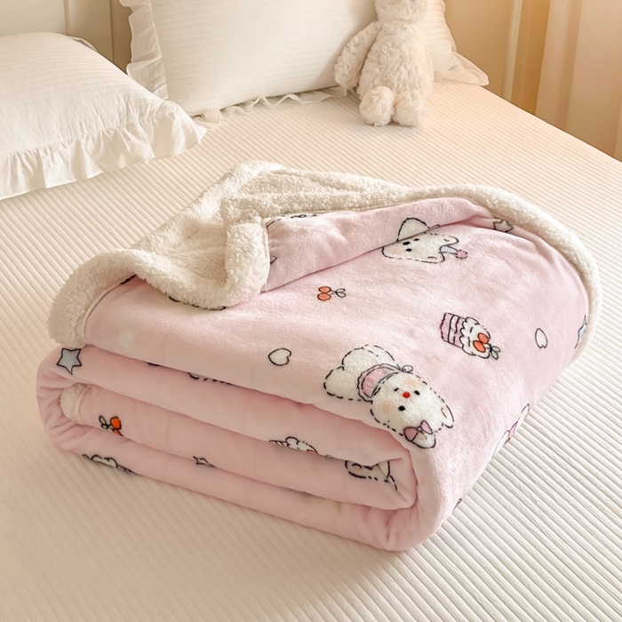 91家纺网 家纺一手货源 找家纺 川悦生活 2025新款牛奶绒羊羔绒毯子毛毯 毛毯茶派小狗