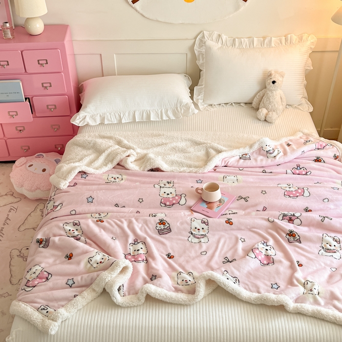 91家纺网 家纺一手货源 找家纺 川悦生活 2025新款牛奶绒羊羔绒毯子毛毯 毛毯茶派小狗