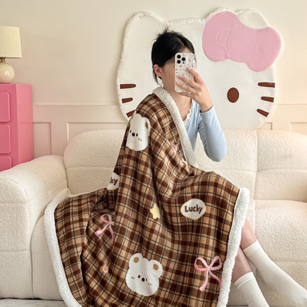 91家纺网 家纺一手货源 找家纺 川悦生活 2025新款牛奶绒羊羔绒毯子毛毯 毛毯茶酥小熊