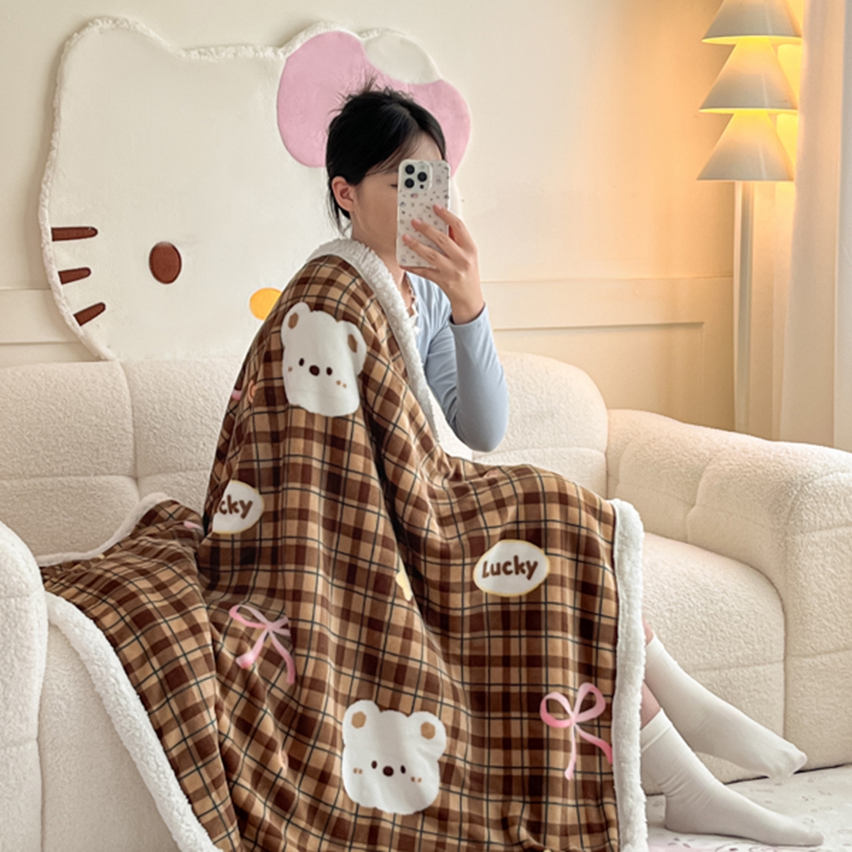 91家纺网 家纺一手货源 找家纺 川悦生活 2025新款牛奶绒羊羔绒毯子毛毯 毛毯茶酥小熊