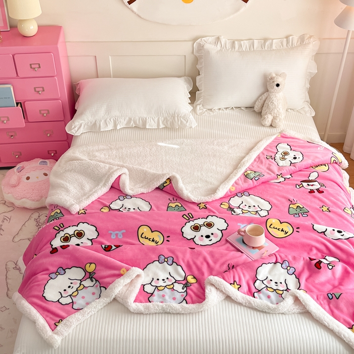 91家纺网 家纺一手货源 找家纺 川悦生活 2025新款牛奶绒羊羔绒毯子毛毯 毛毯嗨皮小奶狗