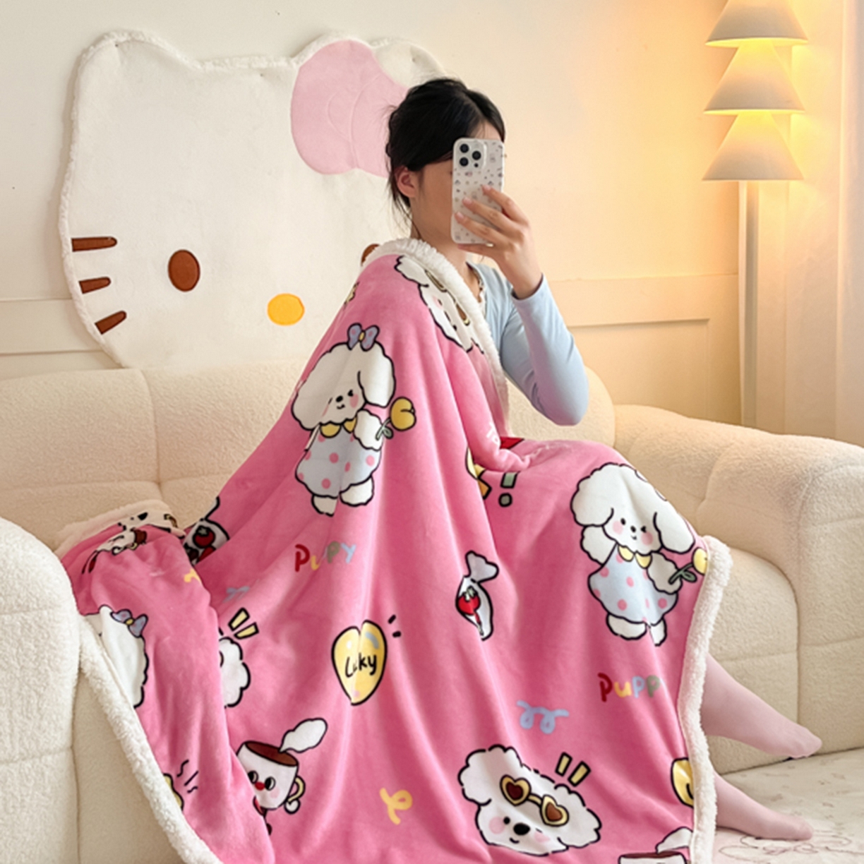 91家纺网 家纺一手货源 找家纺 川悦生活 2025新款牛奶绒羊羔绒毯子毛毯 毛毯嗨皮小奶狗