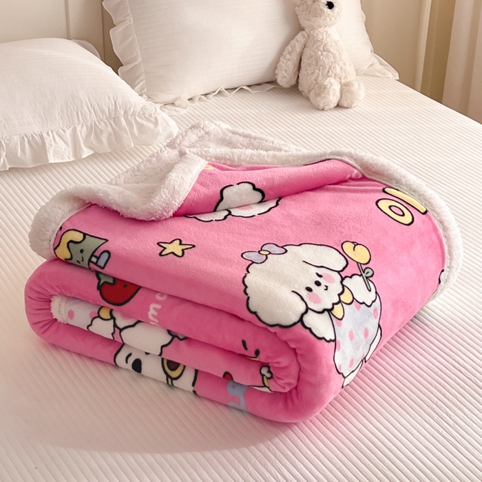 91家纺网 家纺一手货源 找家纺 川悦生活 2025新款牛奶绒羊羔绒毯子毛毯 毛毯嗨皮小奶狗