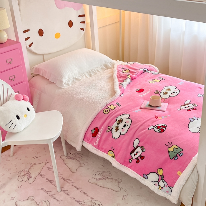 91家纺网 家纺一手货源 找家纺 川悦生活 2025新款牛奶绒羊羔绒毯子毛毯 毛毯嗨皮小奶狗