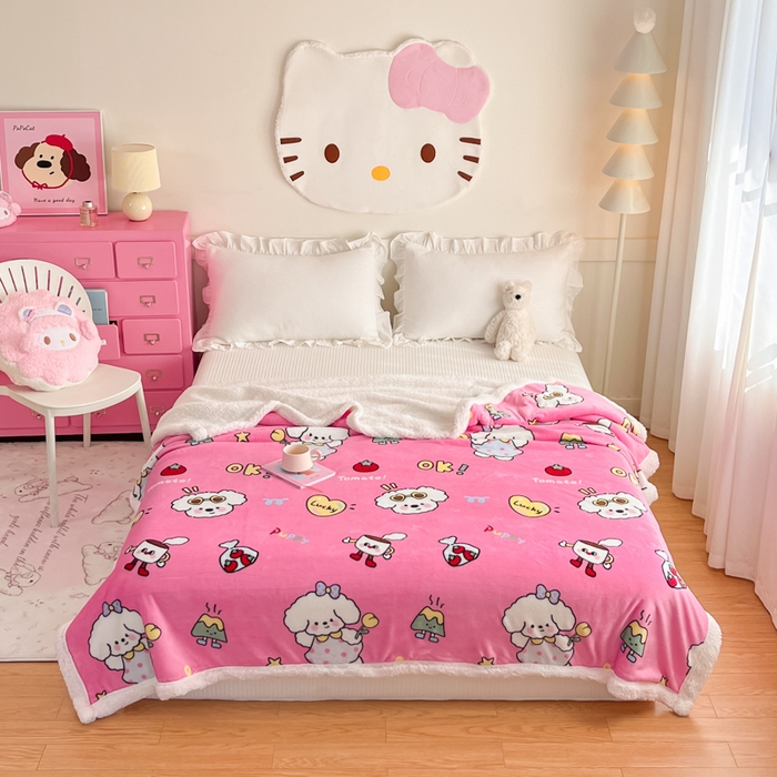 91家纺网 家纺一手货源 找家纺 川悦生活 2025新款牛奶绒羊羔绒毯子毛毯 毛毯嗨皮小奶狗