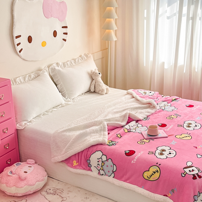 91家纺网 家纺一手货源 找家纺 川悦生活 2025新款牛奶绒羊羔绒毯子毛毯 毛毯嗨皮小奶狗