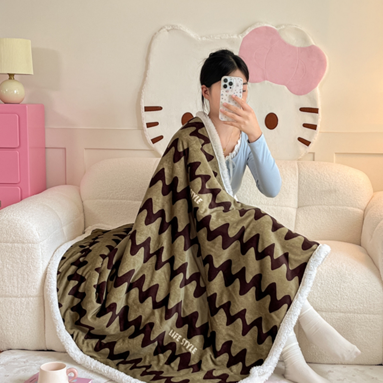 91家纺网 家纺一手货源 找家纺 川悦生活 2025新款牛奶绒羊羔绒毯子毛毯 毛毯简一轻咖