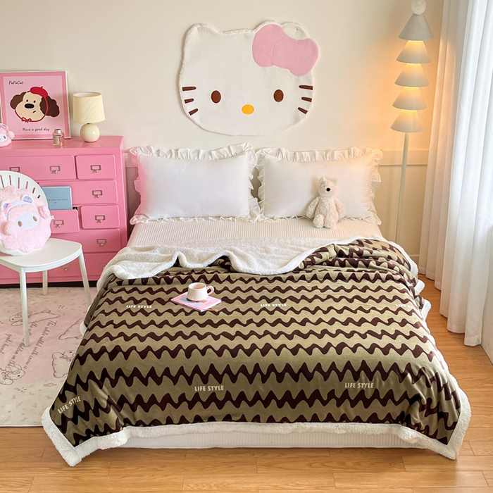 91家纺网 家纺一手货源 找家纺 川悦生活 2025新款牛奶绒羊羔绒毯子毛毯 毛毯简一轻咖