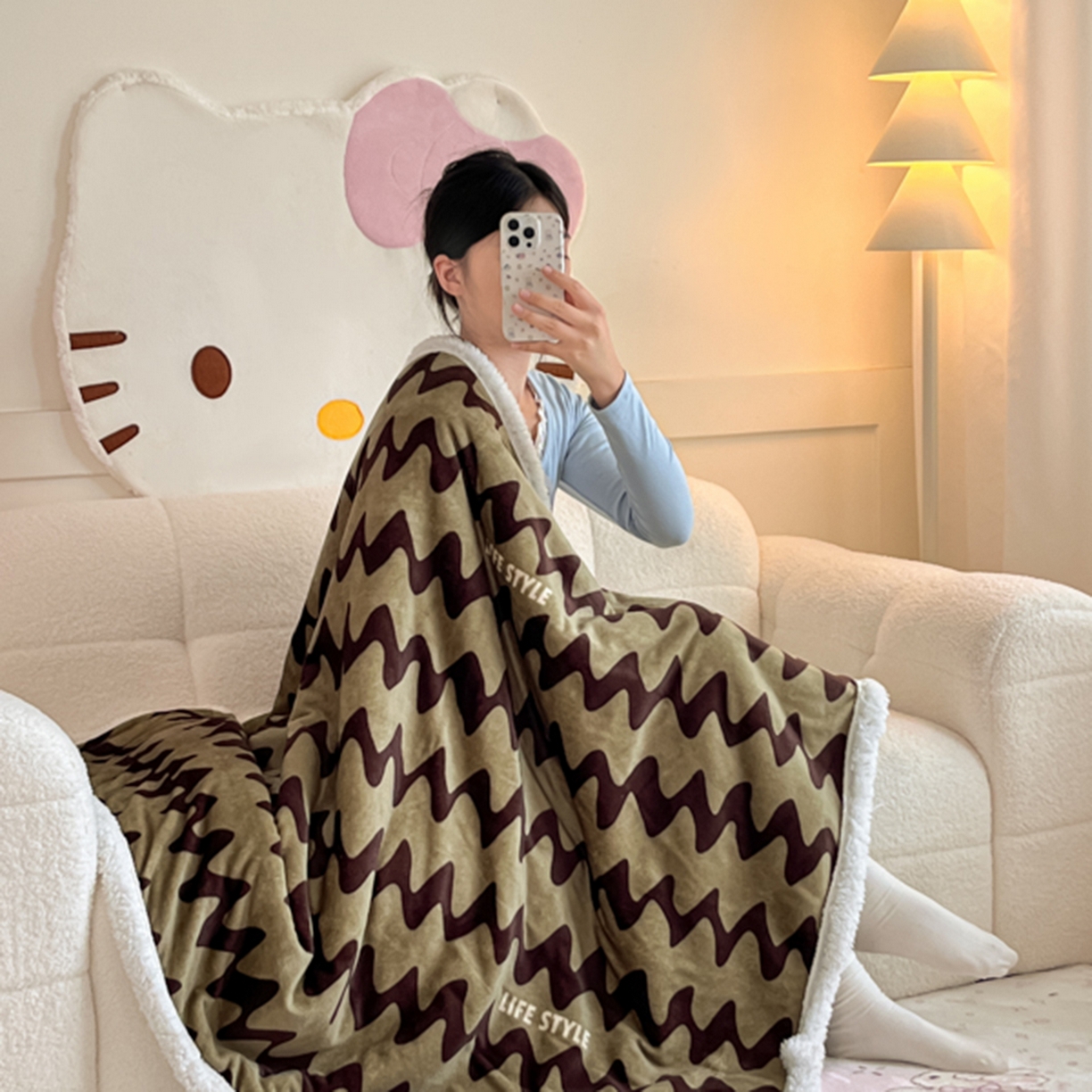 91家纺网 家纺一手货源 找家纺 川悦生活 2025新款牛奶绒羊羔绒毯子毛毯 毛毯简一轻咖