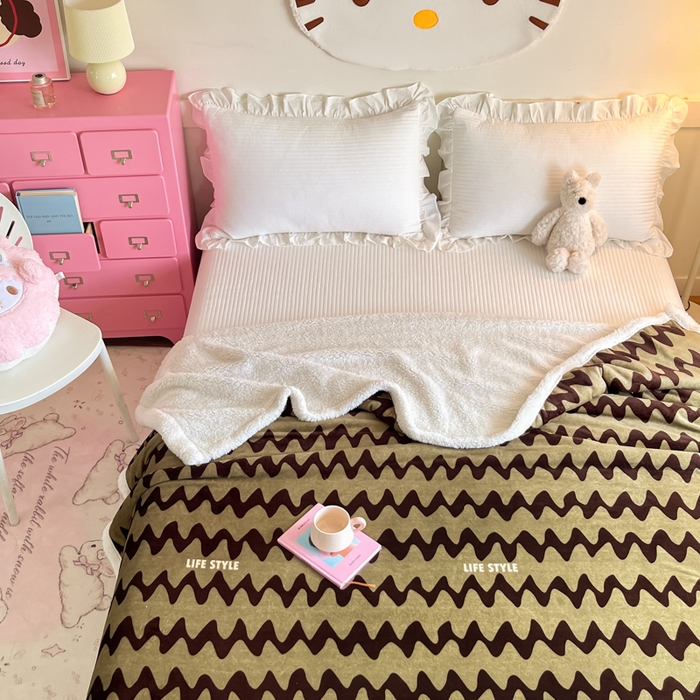 91家纺网 家纺一手货源 找家纺 川悦生活 2025新款牛奶绒羊羔绒毯子毛毯 毛毯简一轻咖