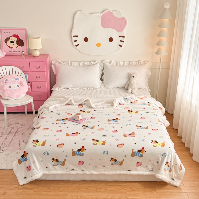 91家纺网 家纺一手货源 找家纺 川悦生活 2025新款牛奶绒羊羔绒毯子毛毯 毛毯快乐腊肠