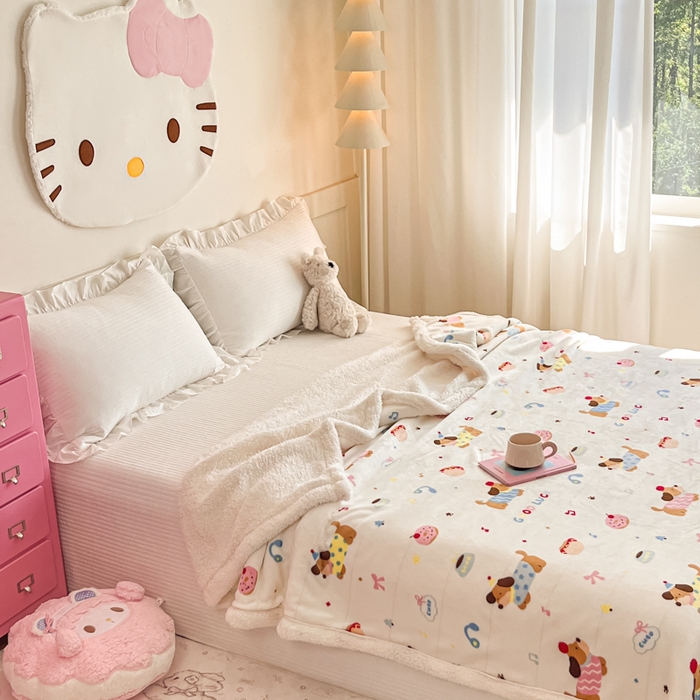 91家纺网 家纺一手货源 找家纺 川悦生活 2025新款牛奶绒羊羔绒毯子毛毯 毛毯快乐腊肠