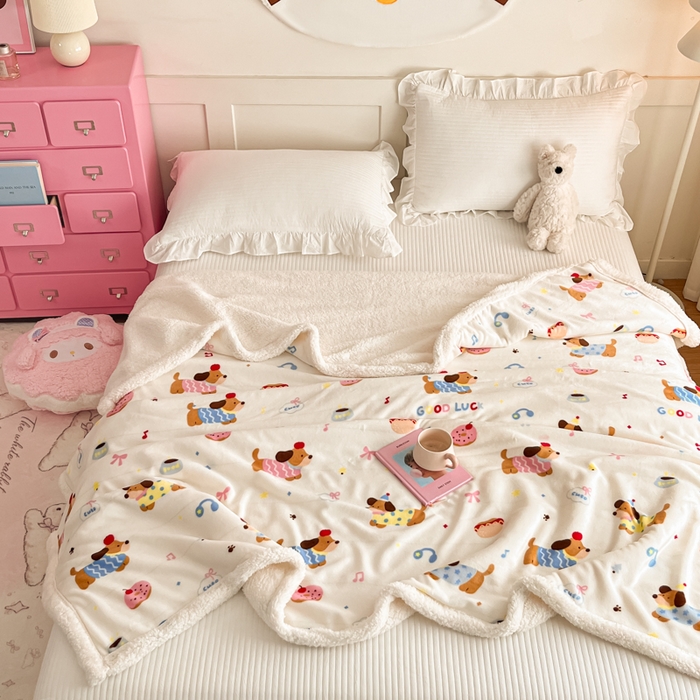 91家纺网 家纺一手货源 找家纺 川悦生活 2025新款牛奶绒羊羔绒毯子毛毯 毛毯快乐腊肠