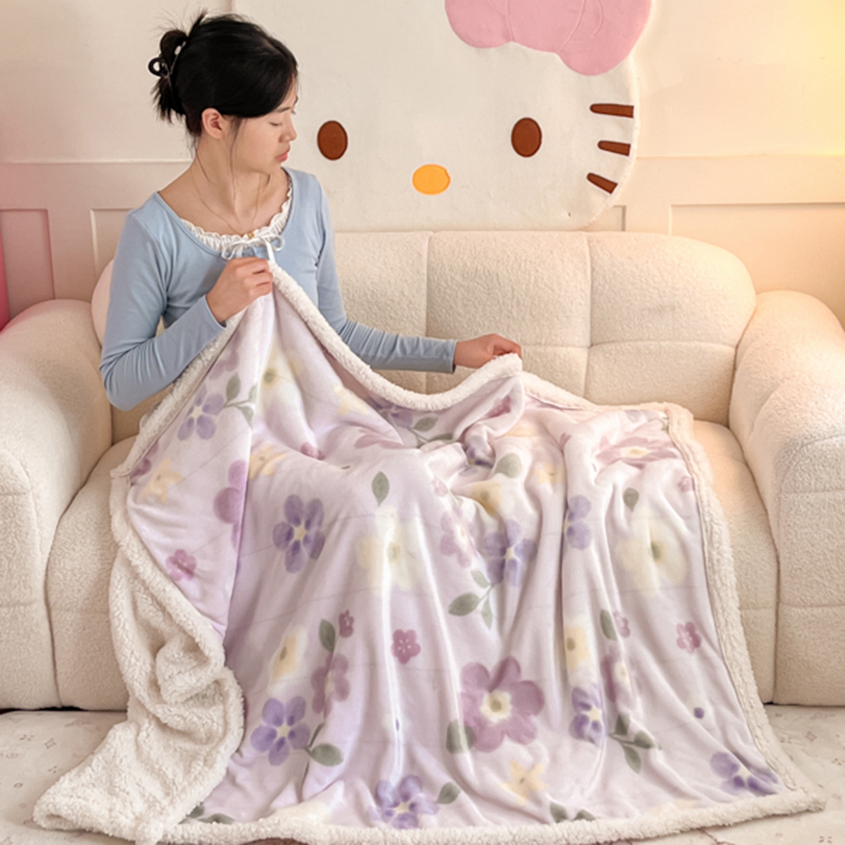 川悦生活 2025新款牛奶绒羊羔绒毯子毛毯 毛毯莉莉柒缇