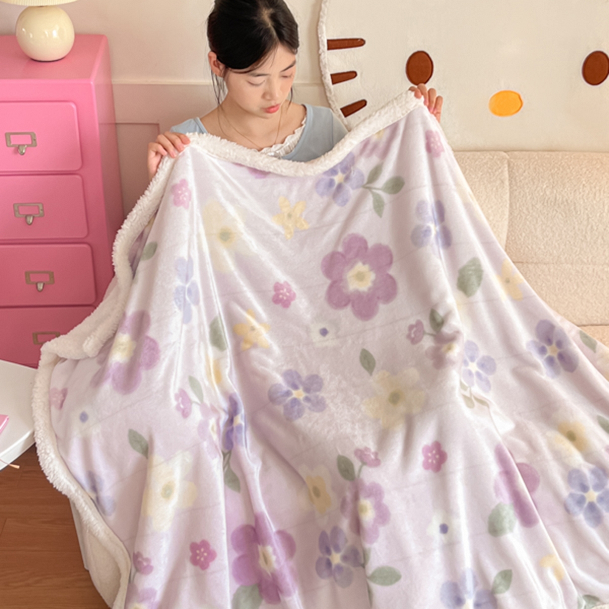 91家纺网 家纺一手货源 找家纺 川悦生活 2025新款牛奶绒羊羔绒毯子毛毯 毛毯莉莉柒缇