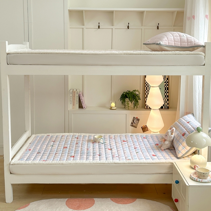 91家纺网 家纺一手货源 找家纺 韩巢家纺 2025款秋冬季上下铺牛奶绒床垫床护垫学生床褥子宿舍寝室床褥铺底 暖绒-草莓软心