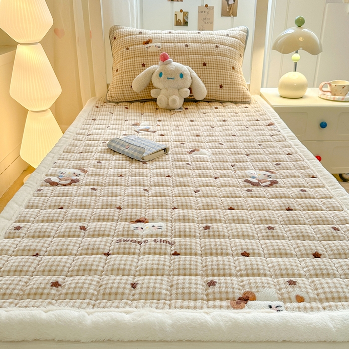 91家纺网 家纺一手货源 找家纺 韩巢家纺 2025款秋冬季上下铺牛奶绒床垫床护垫学生床褥子宿舍寝室床褥铺底 暖绒-可爱猫星